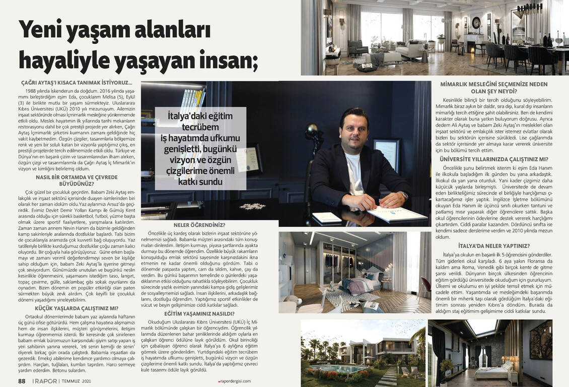 rapor dergisi Çağrı Aytaş - İç Mimar - İskenderun Hatay rapor dergisi